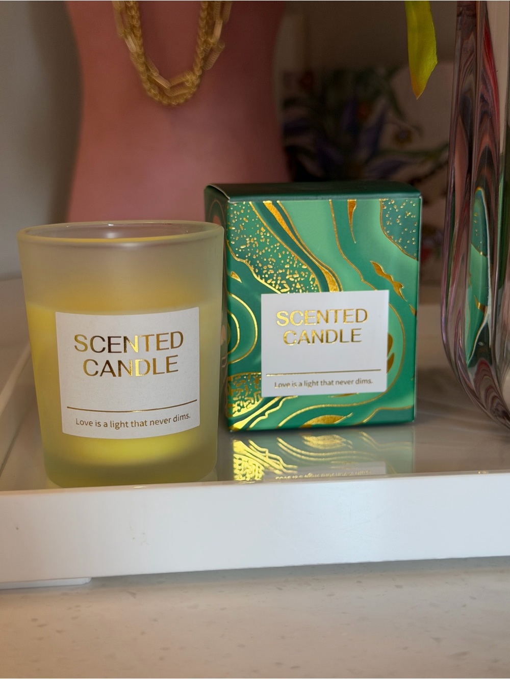 Scented Candle - Green & Gold
